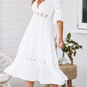 Fashion Deep V Lace Patchwork Dress